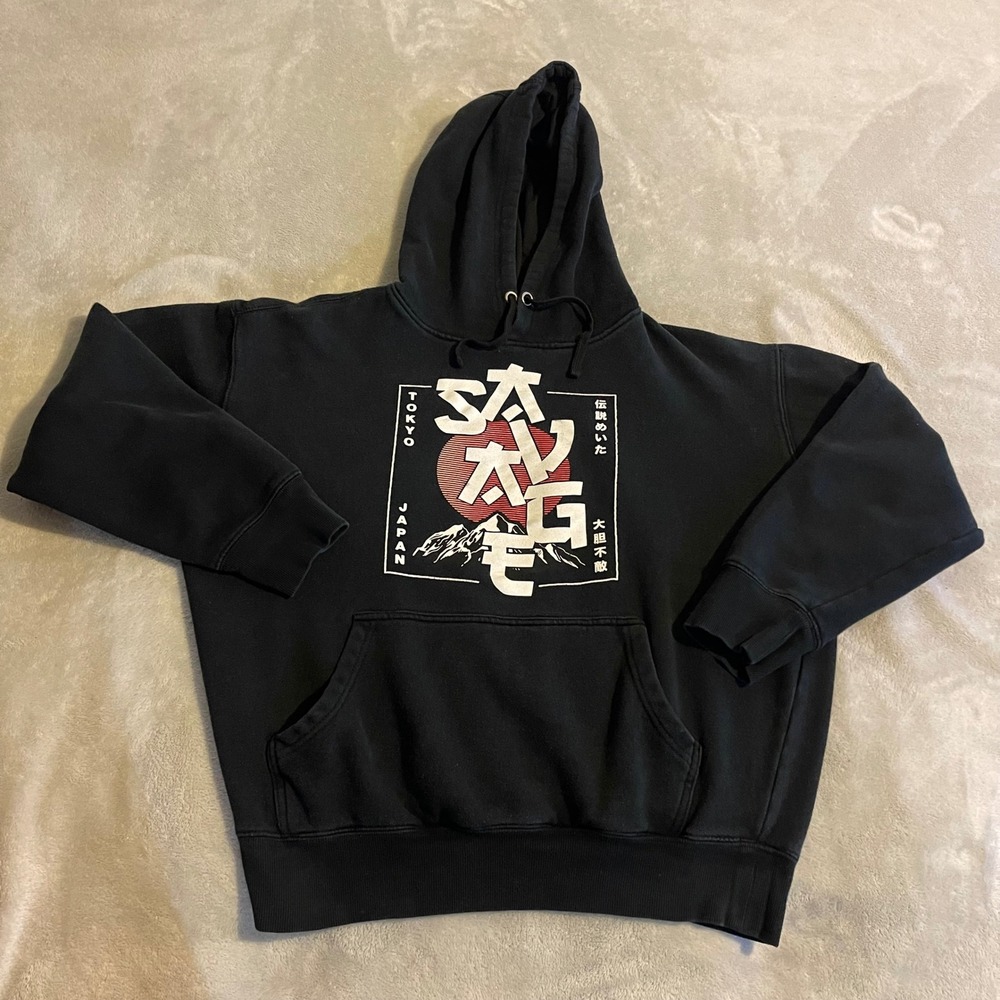 Angel Tokyo Japan Graphic Hoodie Sweatshirt XL Black White Red Sun Mountain Gym‎